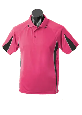 Aussie Pacific Men's Eureka Polo Shirt 1304 Casual Wear Aussie Pacific Hot Pink/Black/White S